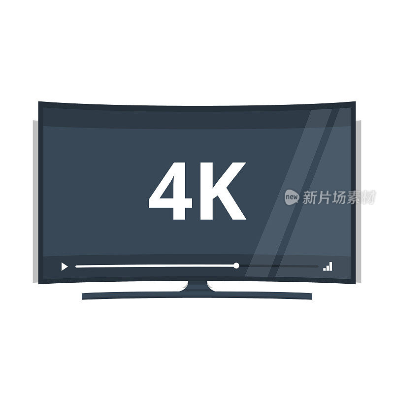 Flat screen tv with 4k Ultra HD video technology vector icon